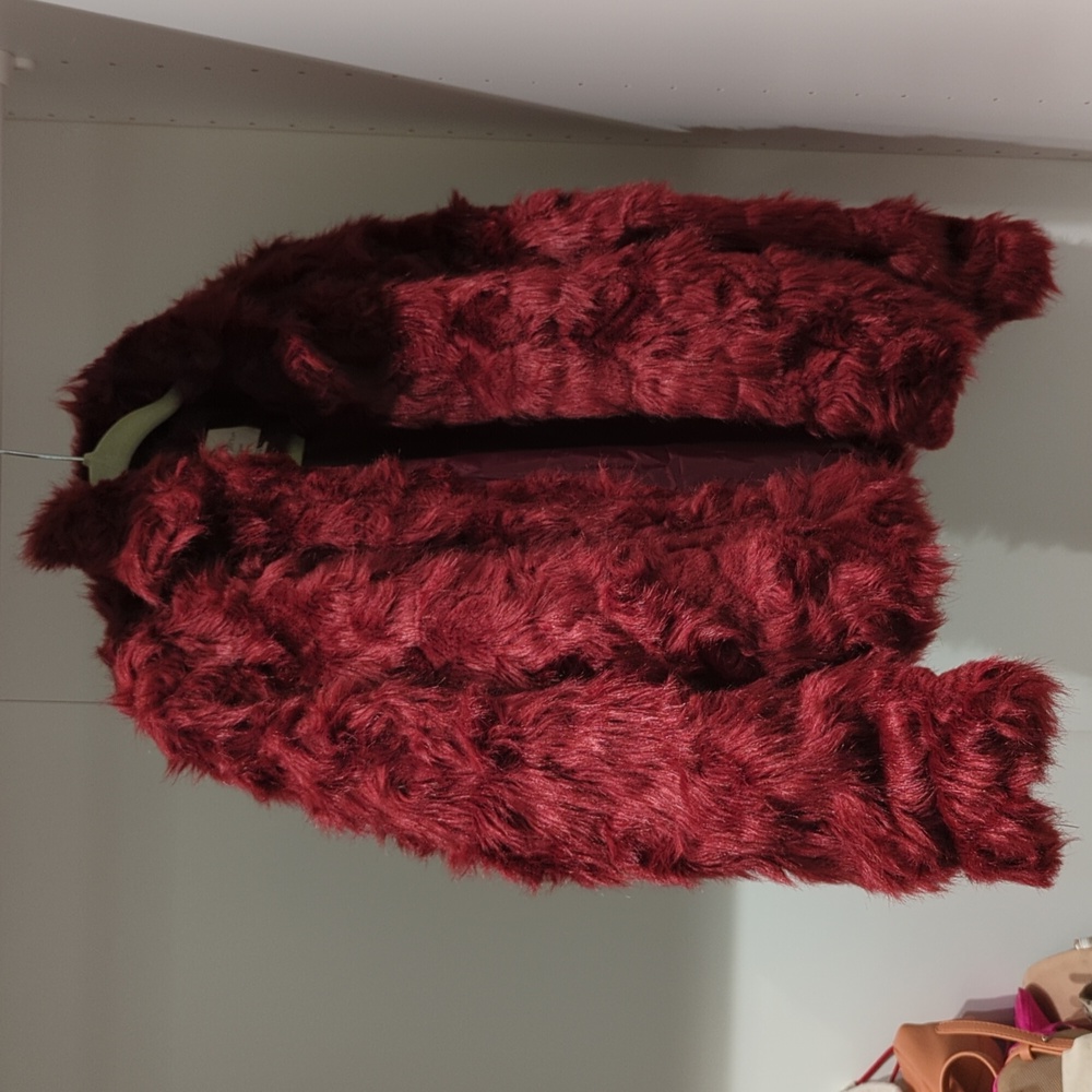 Red fluffy coat